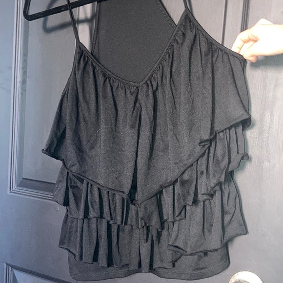 Black Ruffle Spaghetti Strap Blouse - Picture 3 of 3